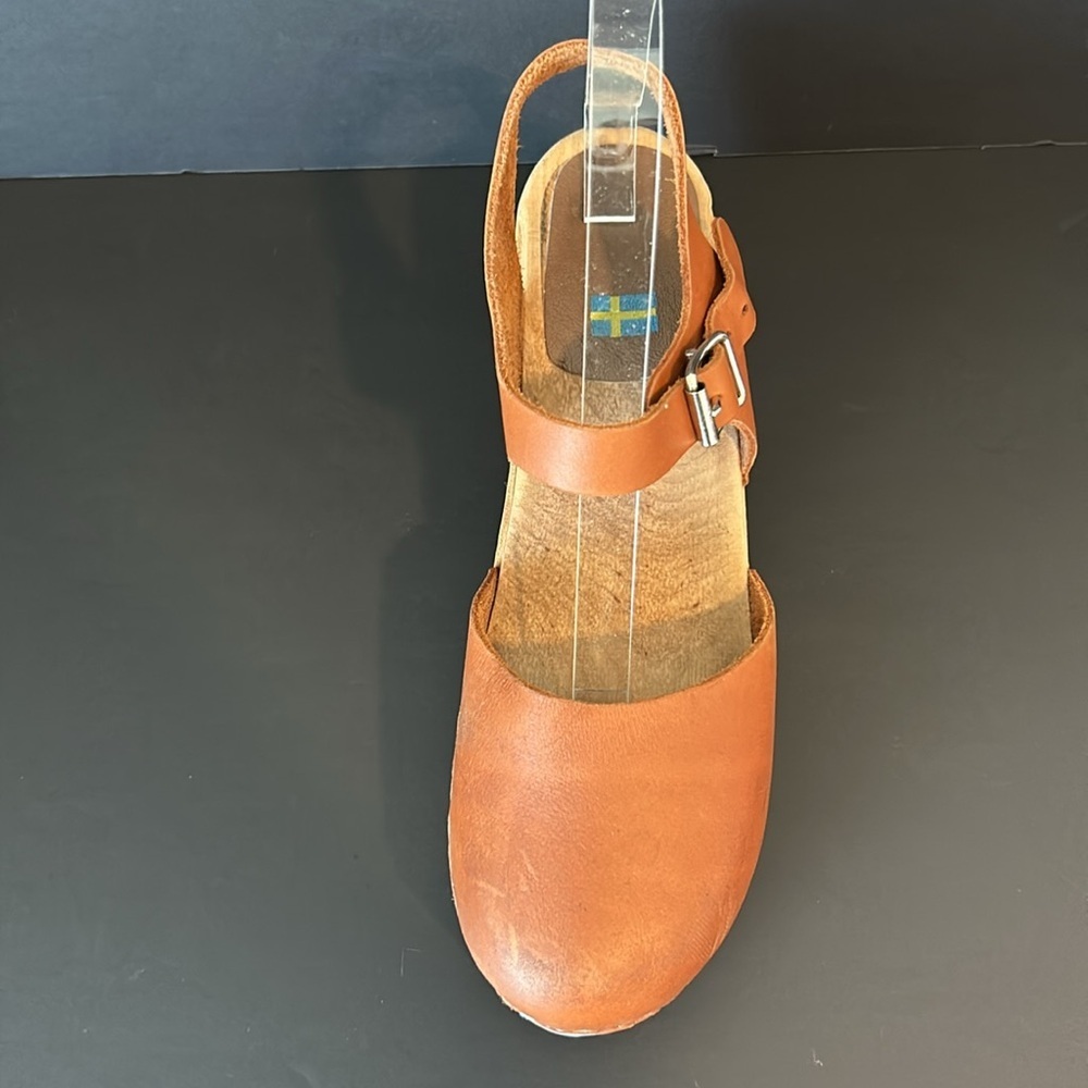 MIA brown wooden and leather clogs size 11 (41) - Picture 2 of 10